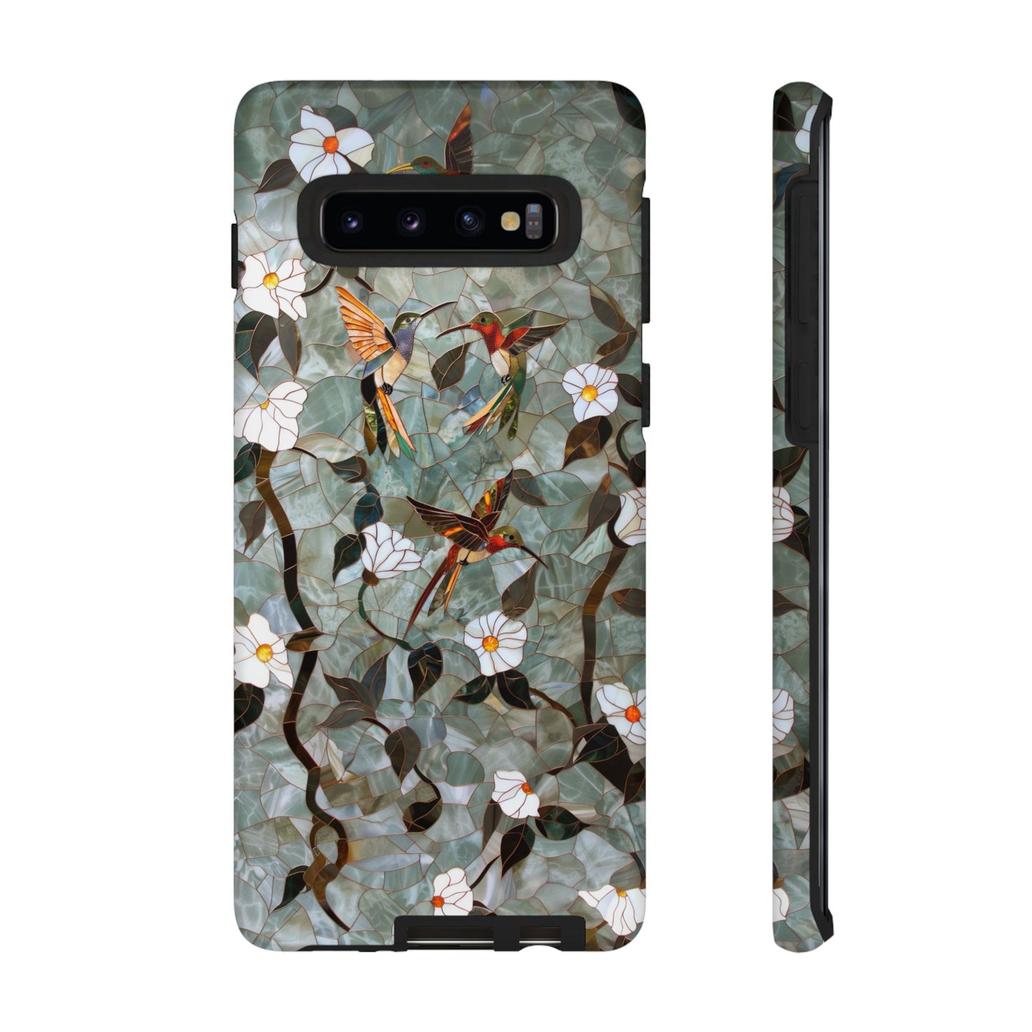 Stained Glass Hummingbirds and Flowers iPhone Case