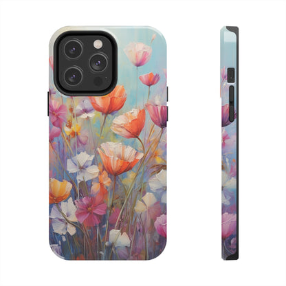 Poppy Flower Oil Painting Tough iPhone Case | Retro Groovy Phone Cover