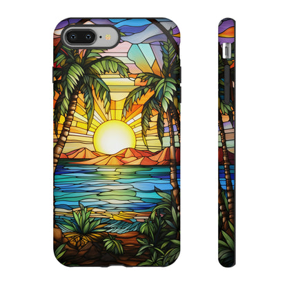 Tropical Stained Glass Sunset Beach