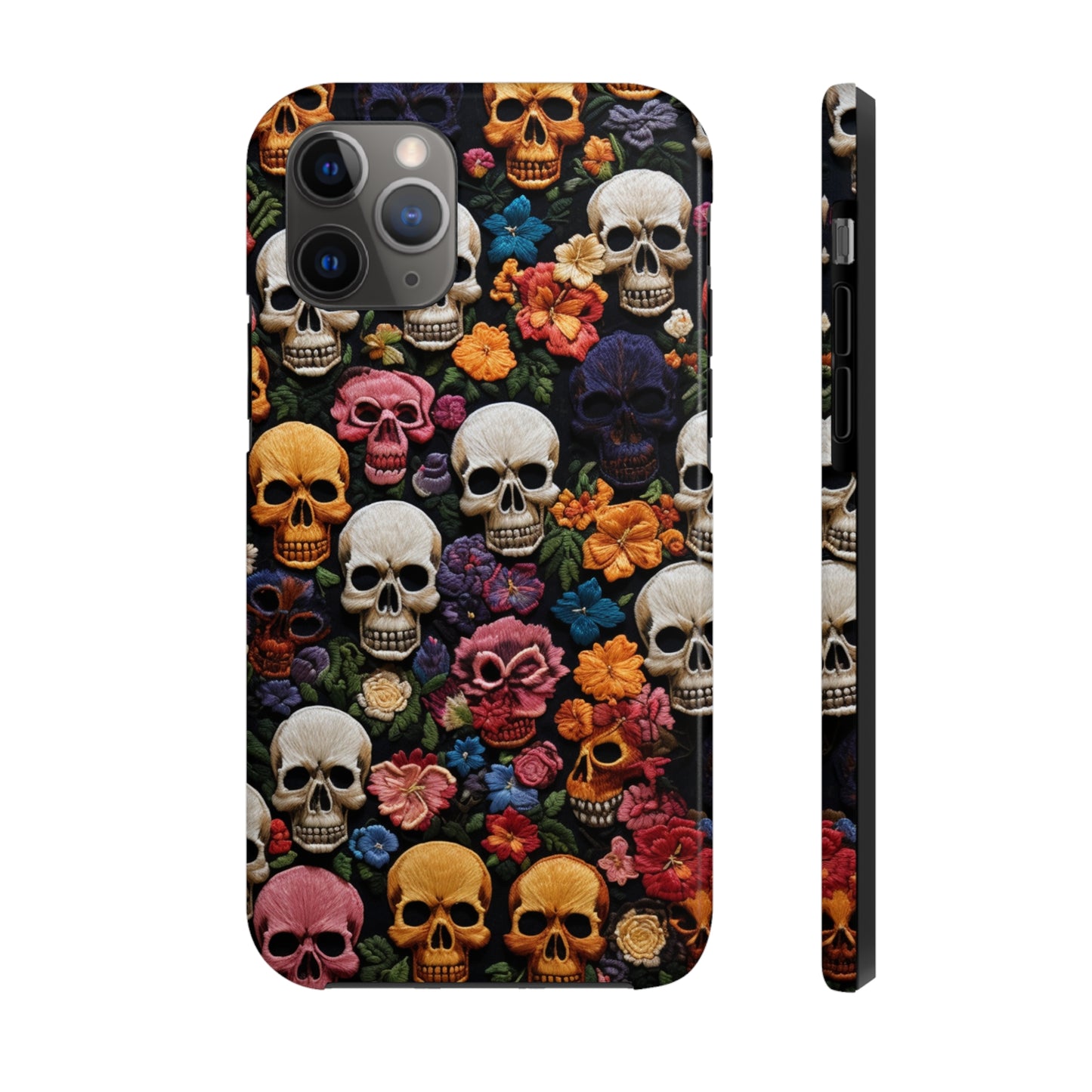 Embroidery Style Skulls Goth Dark Academia Tough Case iPhone Case