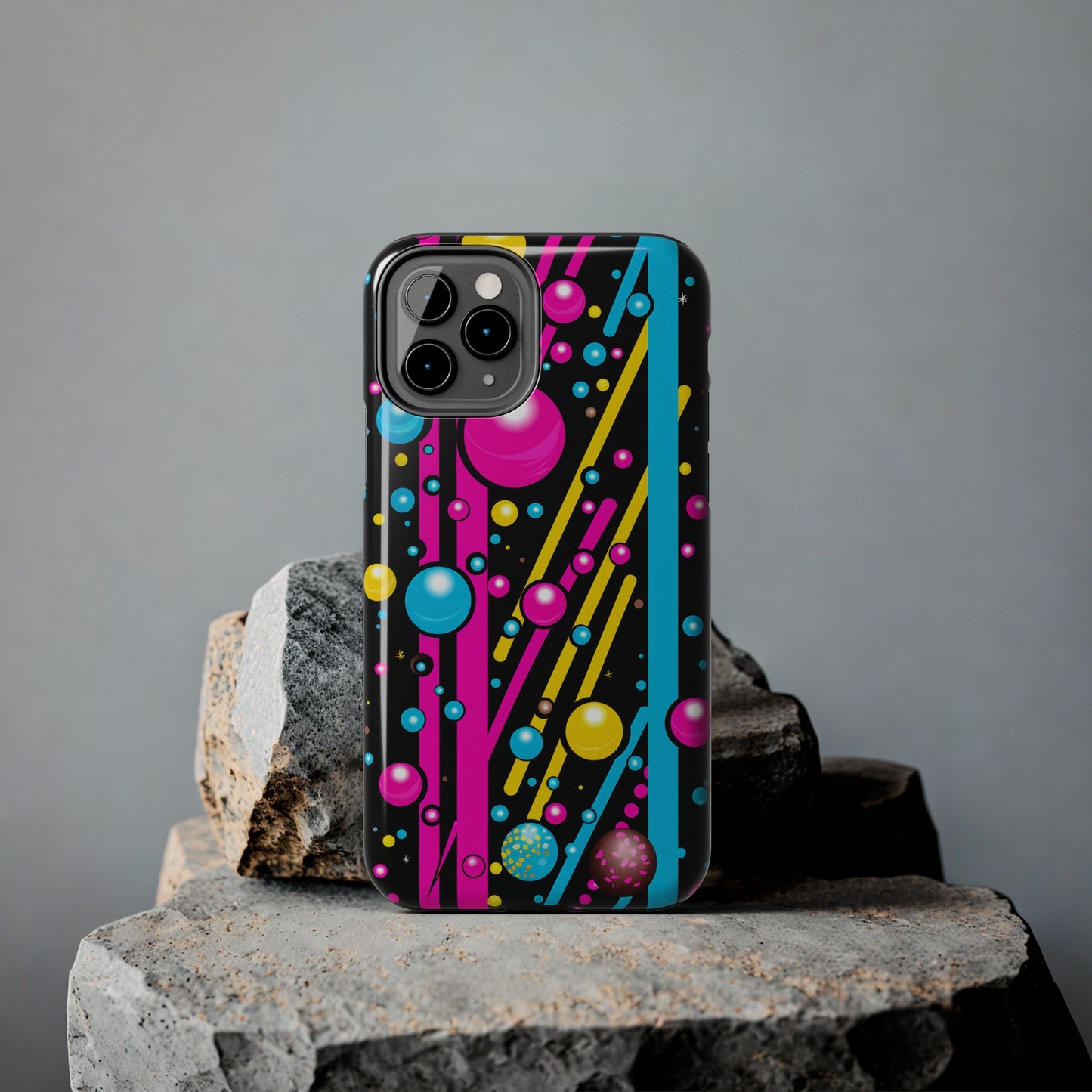 Retro Geometric Psychedelic iPhone Case | A Nostalgic Trip to Colorful Dimensions