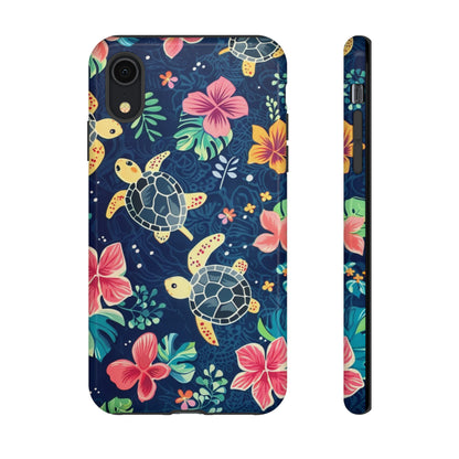 Undersea Floral Blue Sea Turtle Phone Case