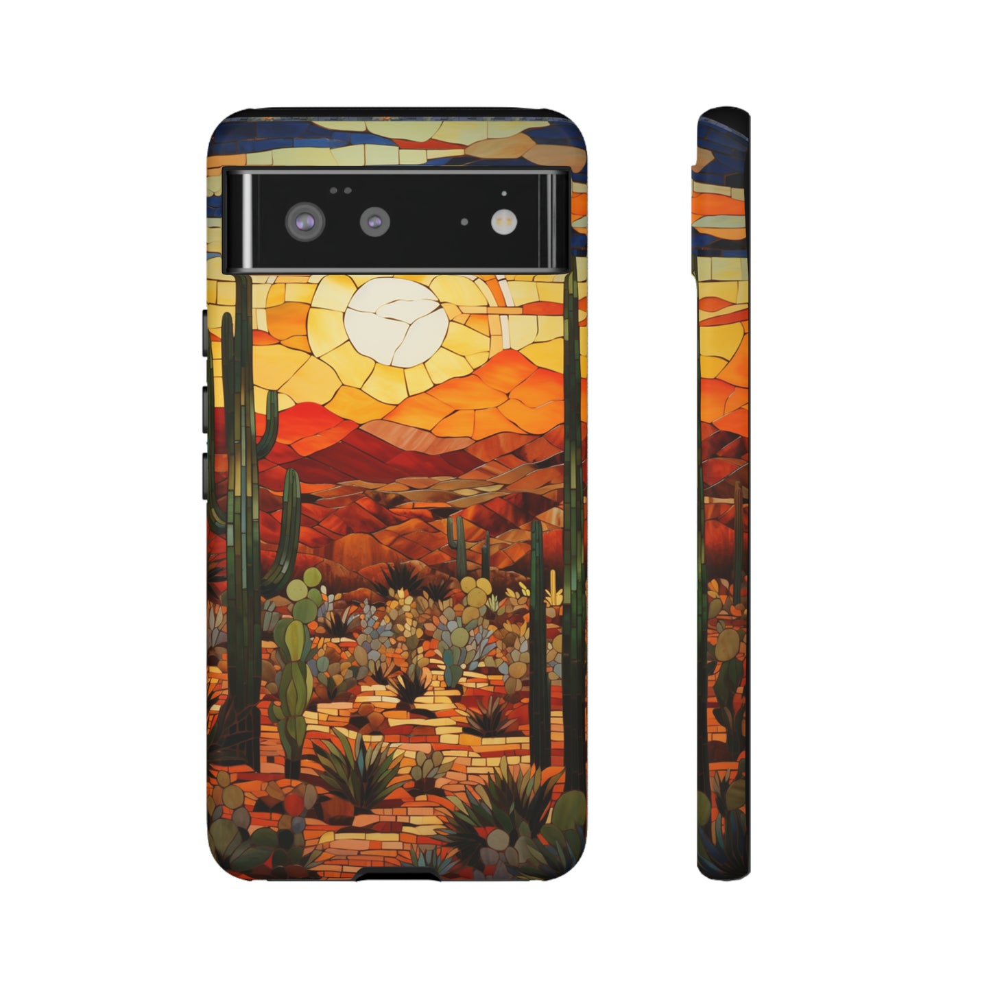 Desert Sunset Cactus Mosaic Tile