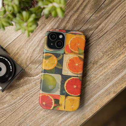 Italian Tile Citrus Fruit Abstract Floral Summer Style MagSafe Phone Case