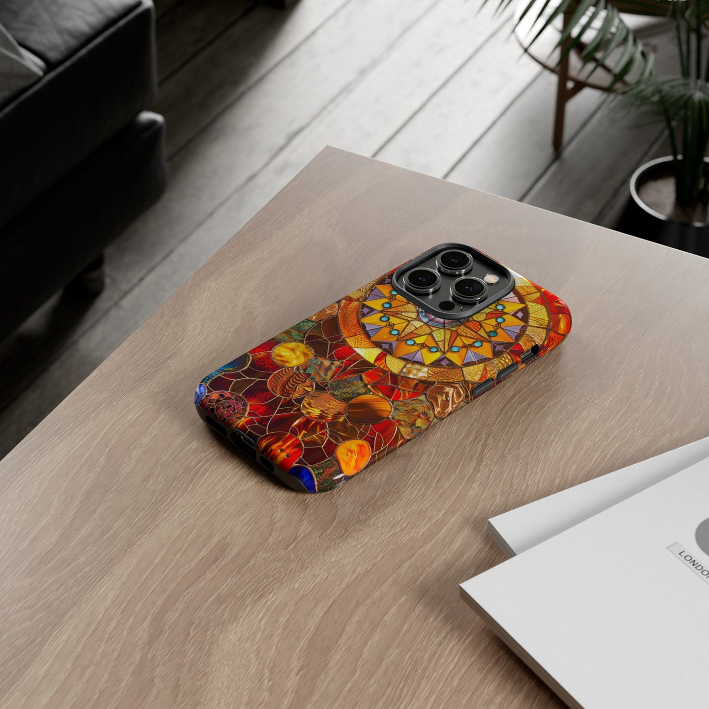 Cosmic Stained Glass Mandala Phone Case