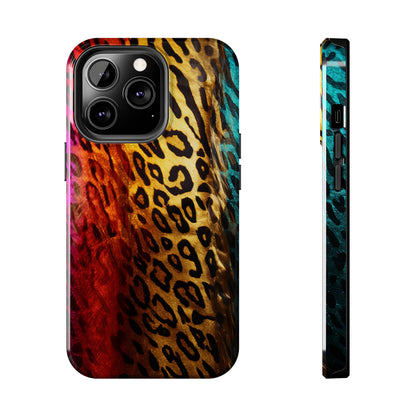 Kaleidoscopic Wild: Psychedelic Rainbow Leopard Print | Dazzling iPhone Case