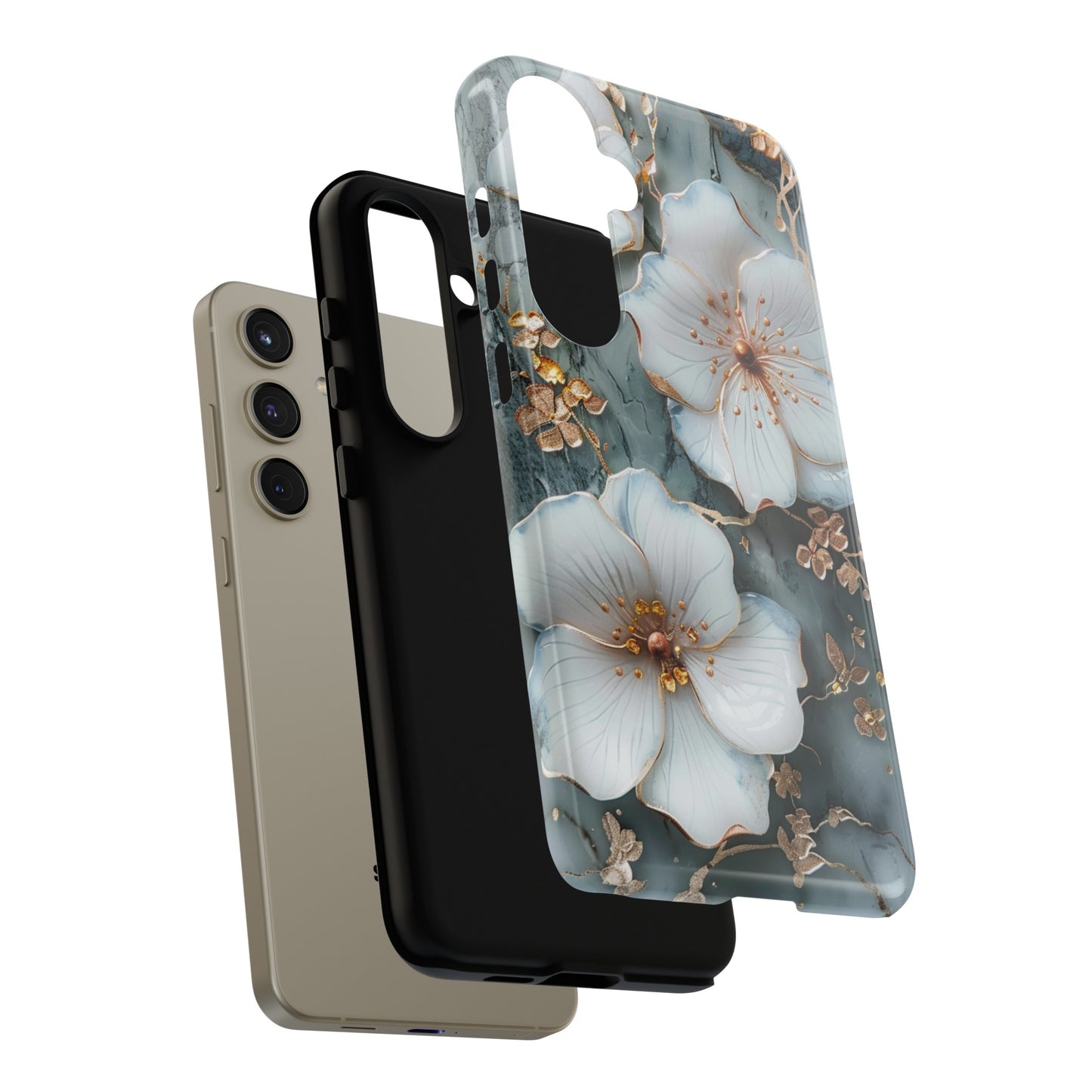 White Flower on Marble Stone  Phone Case