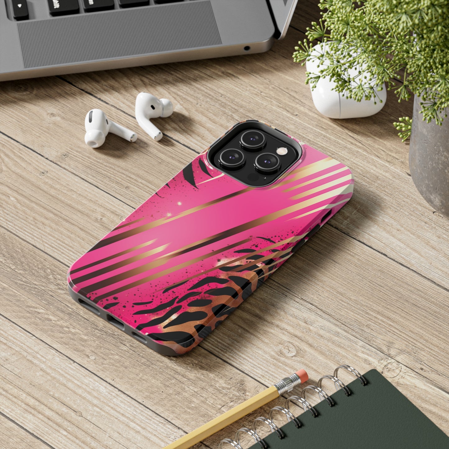 Elegant Wilderness: Pink & Gold Tiger Stripes | Mesmerizing Lush iPhone Case