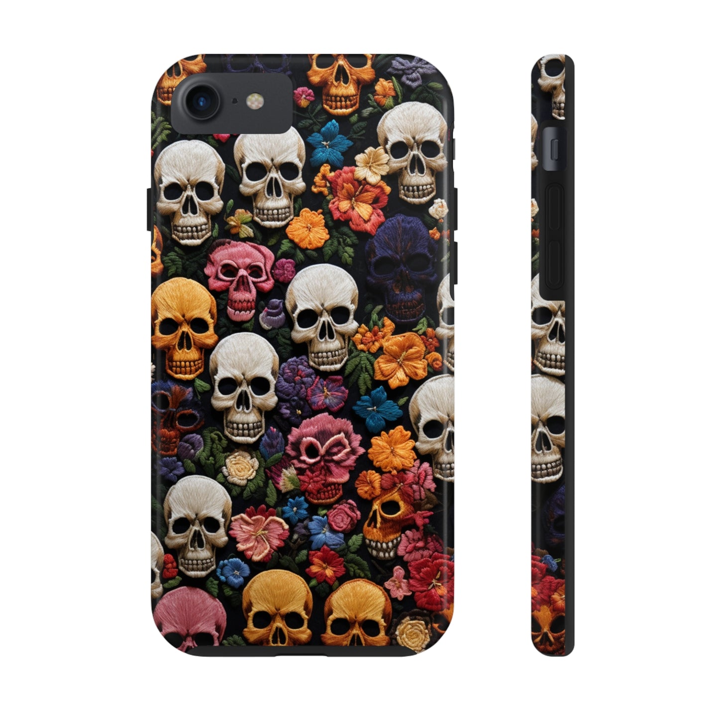 Embroidery Style Skulls Goth Dark Academia Tough Case iPhone Case