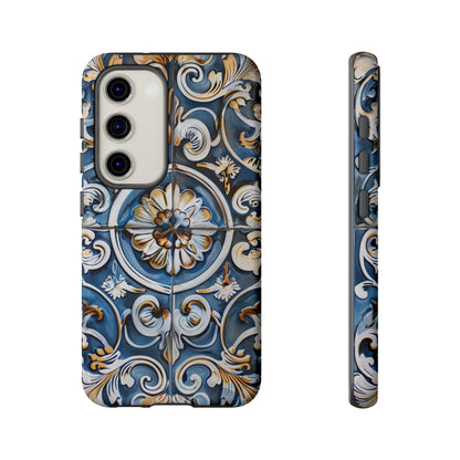 Azulejo Porcelain Blue & Creamy White Tile Mediterranean Design Phone Case