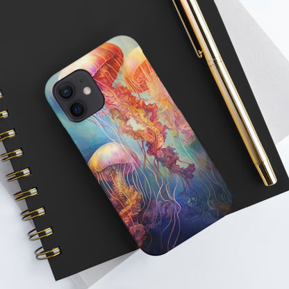 Psychedelic Colors of Jellyfish iPhone Tough Case | Dive into a Vibrant and Mesmerizing Underwater World