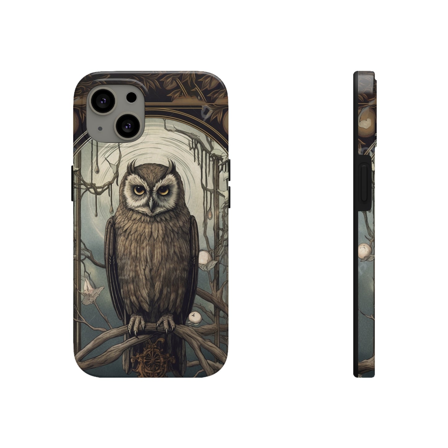 The Hermit Owl Tarot iPhone Tough Case | Embrace the Dark Academia Aesthetic and Retro Gothic Vibes with Captivating Tarot Design