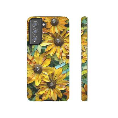 Yellow and Gold Daisy Mosaic Stained Glass Phone Case for iPhone 15, 14, Pro Max, 13, 12 & Samsung Galaxy S23, S22, S21, Google Pixel