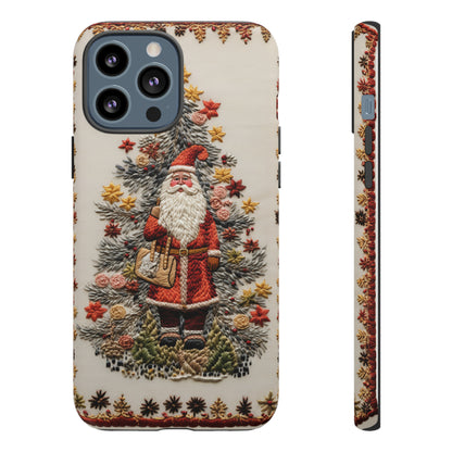 Vintage Embroidery Christmas Santa Phone Case