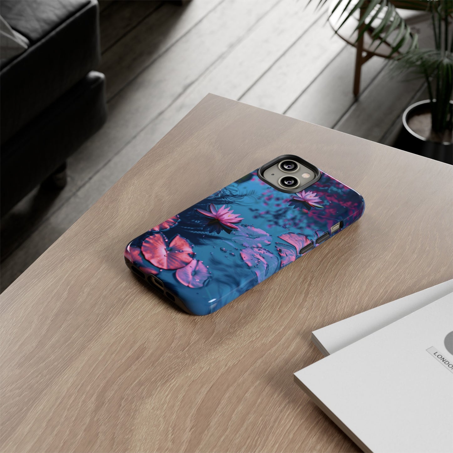 Magenta and Blue Color Zen Lily Pad Phone Case