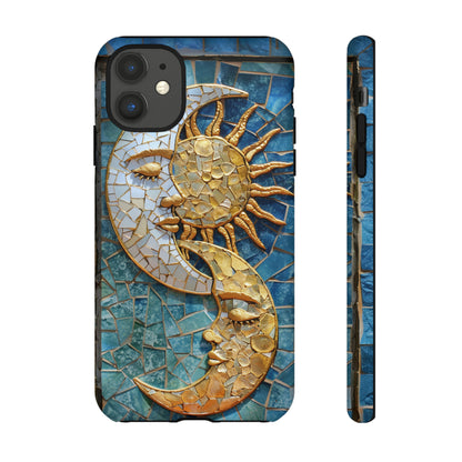 Boho Sun and Moon Mosaic Tile Stained Glass Phone Case