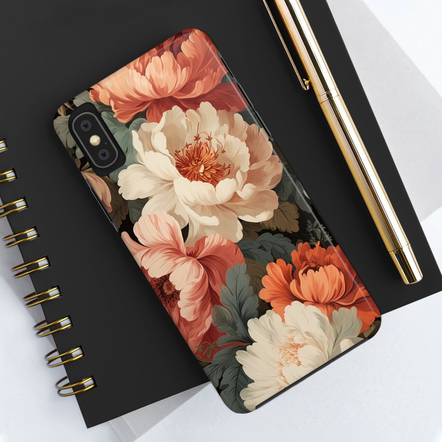 Vintage Floral Aesthetic Phone Tough Case Antique Print for iPhone 14 11 Pro 12 13 XR XS X 7+ 8 Boho Nature Flowers Cottage Core