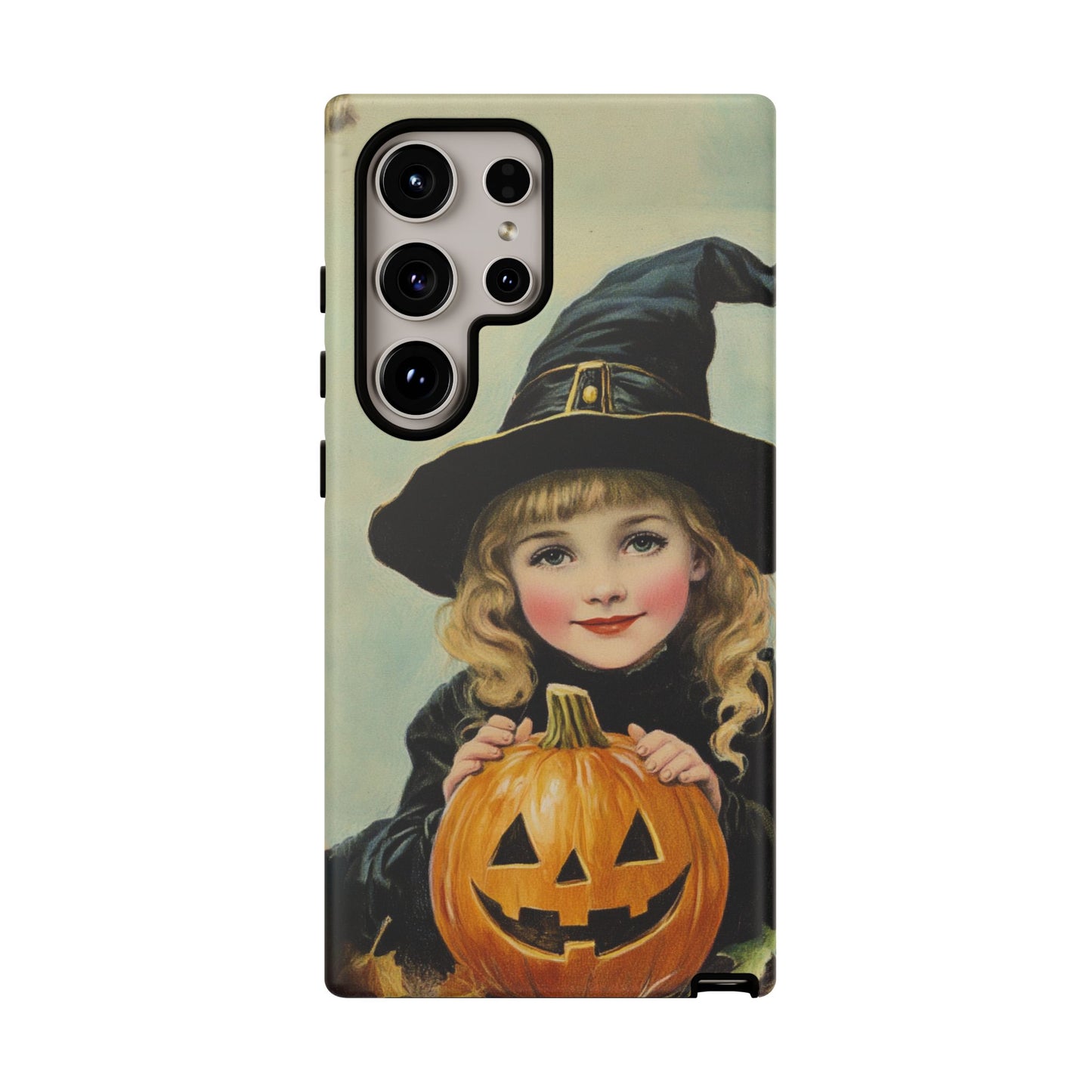 Vintage Halloween Card Witch and Jack-o'-lantern Phone Cover