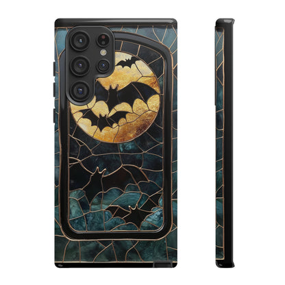 Halloween Phone Case Bats Stained Glass Style Spooky Moon Phone Cover