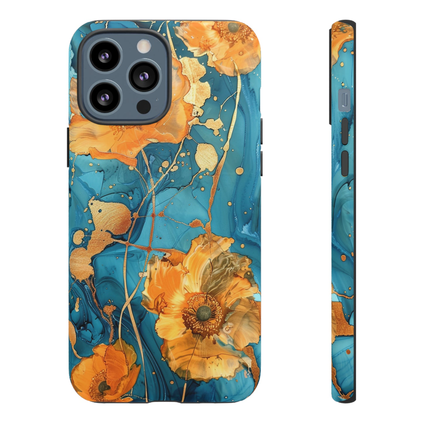 Gold Poppies Color Splash Floral Design Phone Case