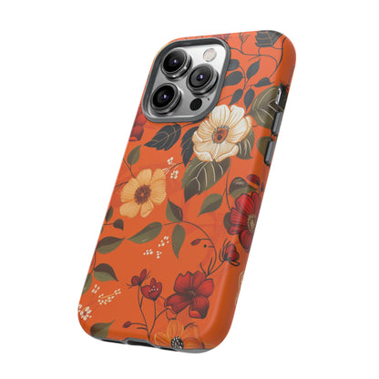 Orange Floral Phone Tough Case