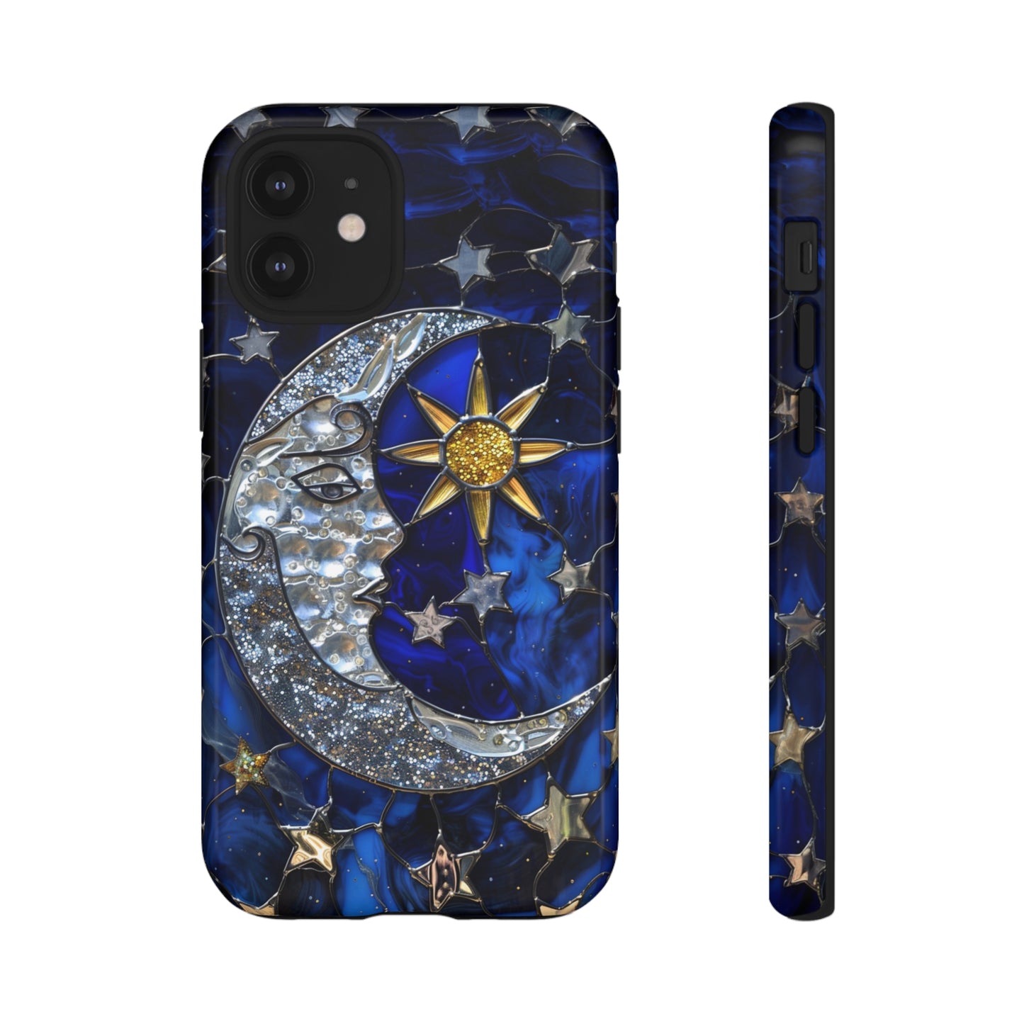 Cosmic Moon & Stars Stained Glass Starry Night Phone Case