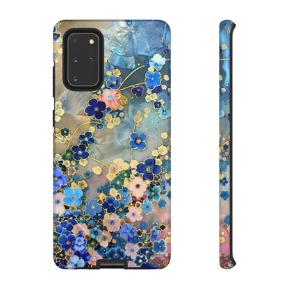 Forget Me Nots Gold Color Splash Floral Design Phone Case