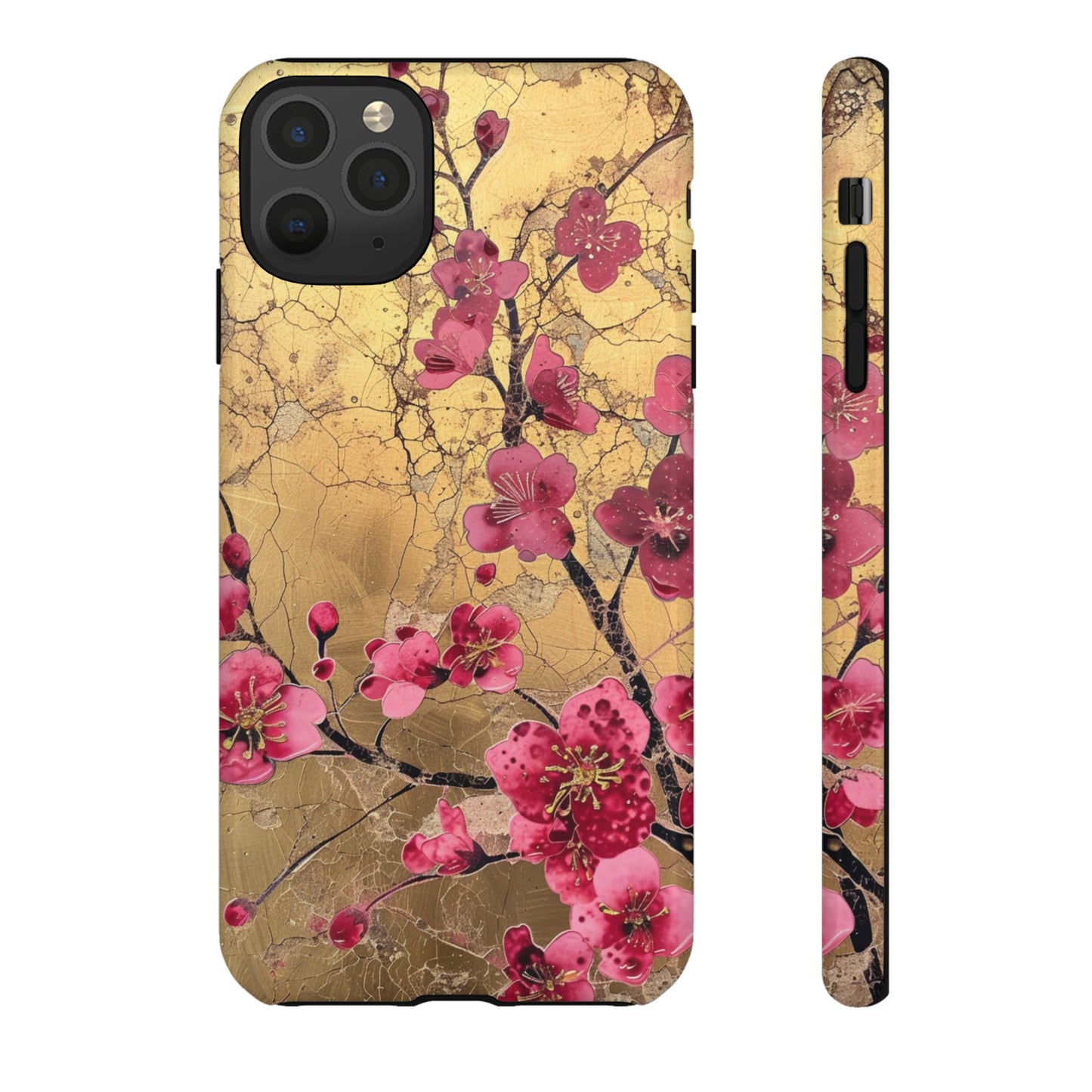 Pink Forget Me Nots Gold Floral Phone Case