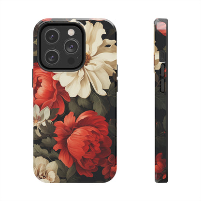 Vintage Floral Aesthetic Phone Tough Case Antique Print for iPhone 14 11 Pro 12 13 XR XS X 7+ 8 Boho Nature Flowers Cottage Core