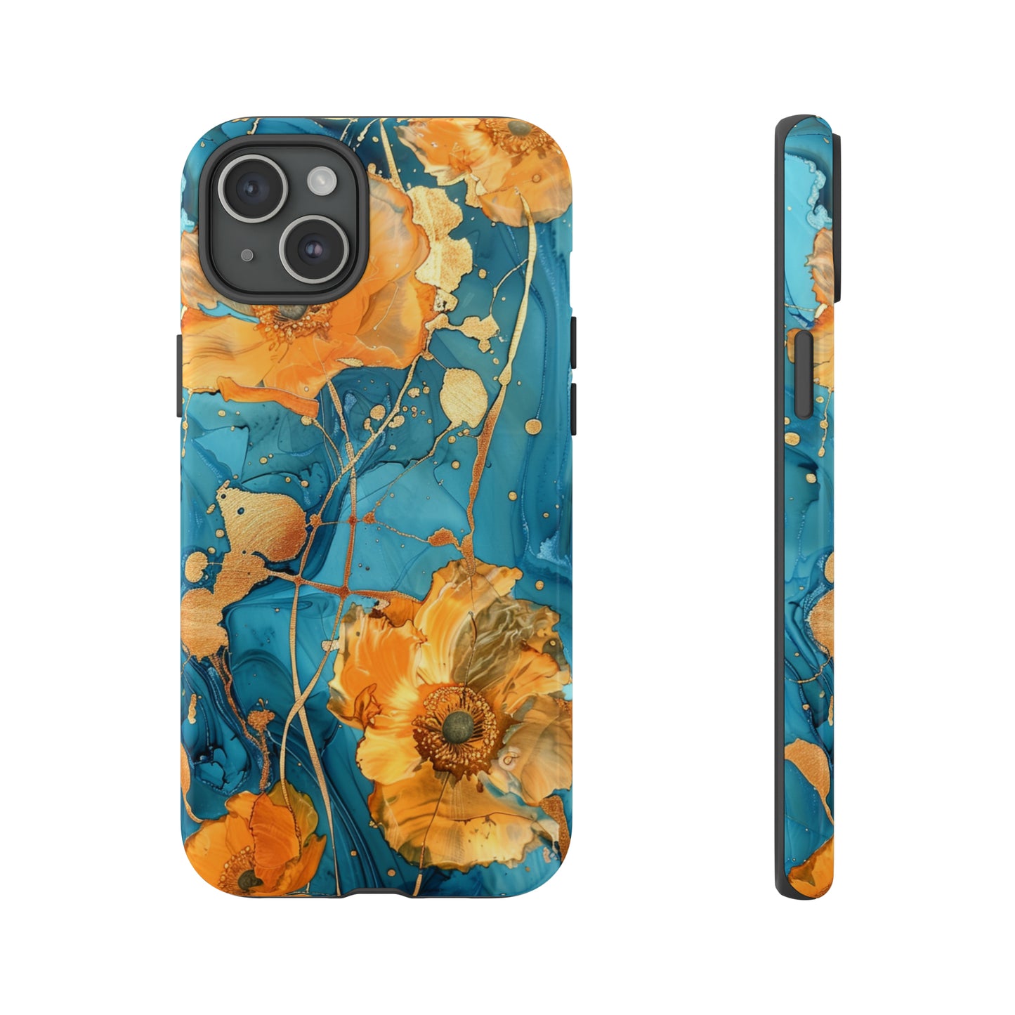 Gold Poppies Color Splash Floral Design Phone Case