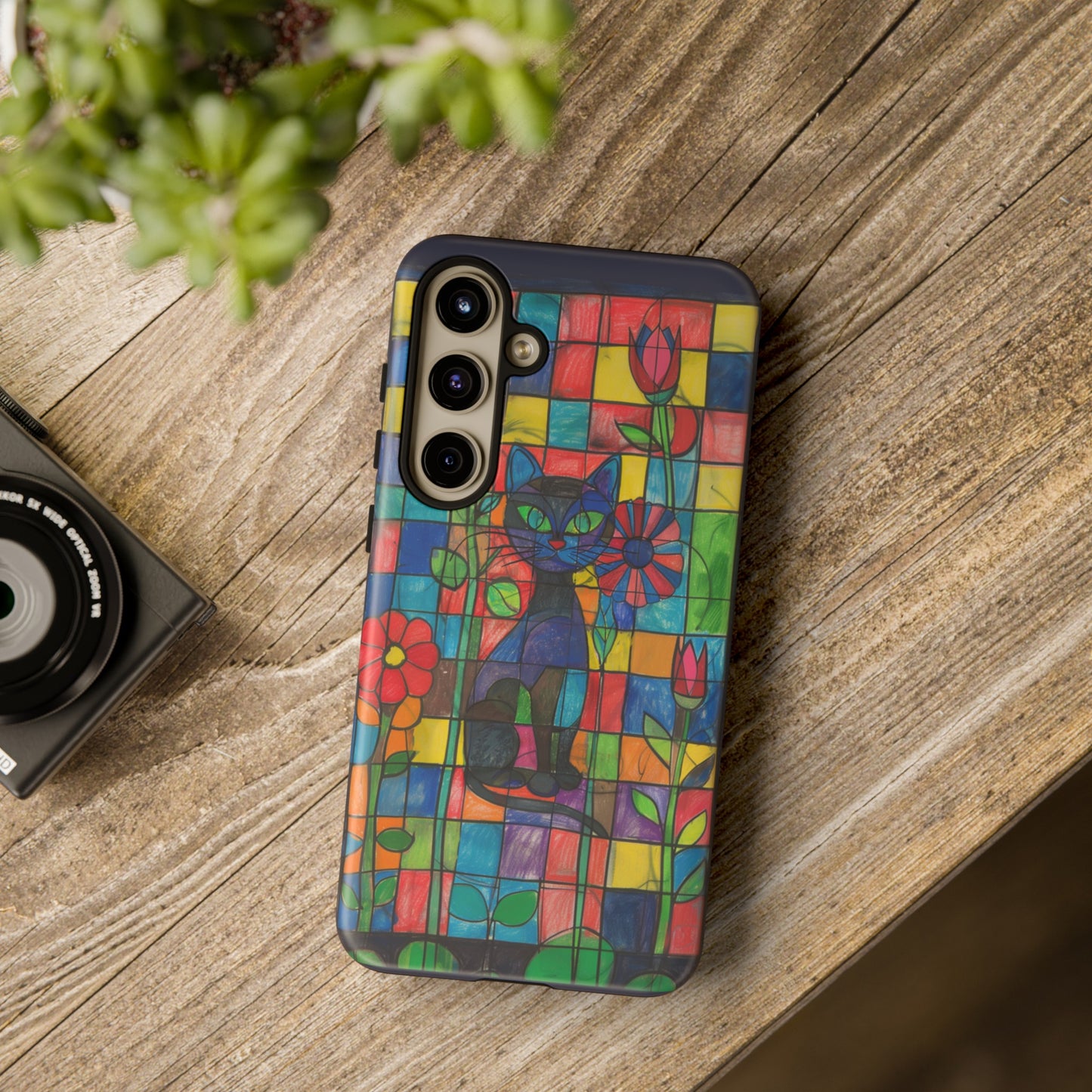 Cat in the Stained Glass Garden Phone Case