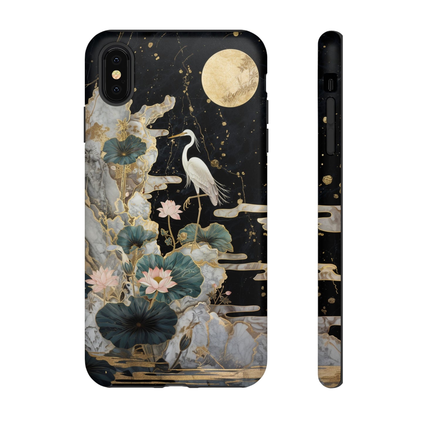 Heron and Moon Floral Zen Art Phone Case