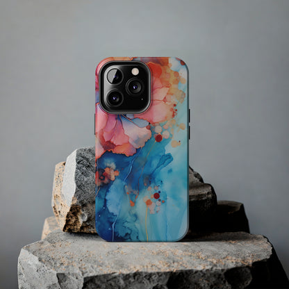 Marbled Floral Watercolor Phone Case | Embrace the Mesmerizing Multicolor Art