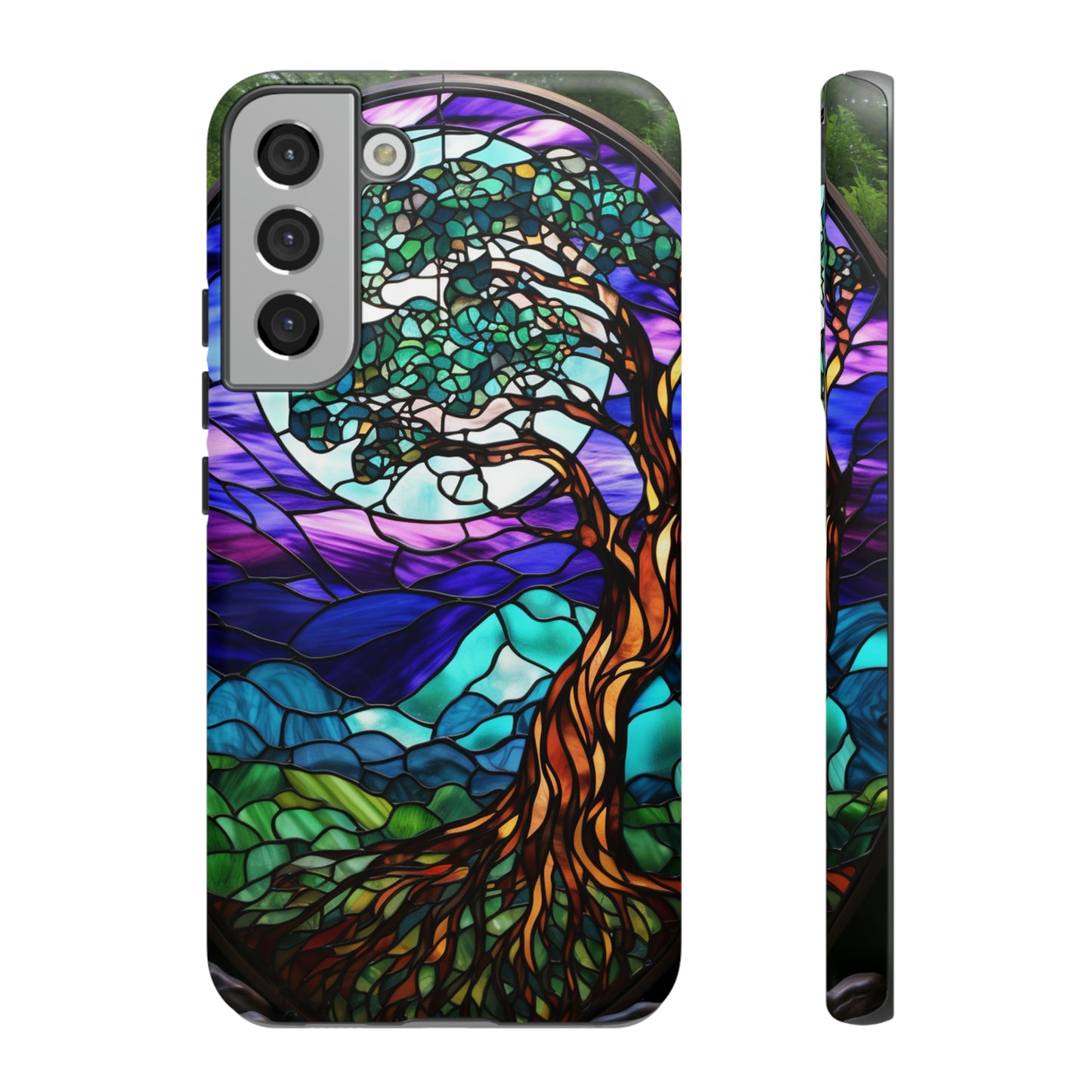 Stained Glass Mosaic Tile Tree in Moonlight