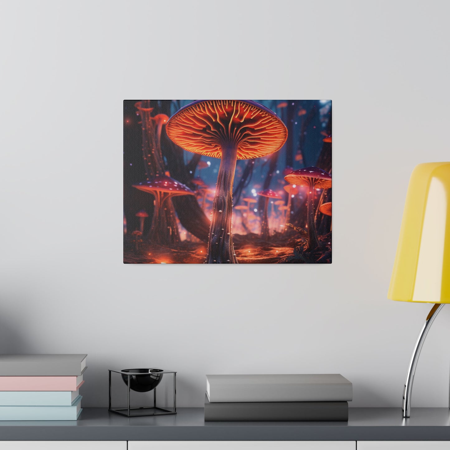 Enchanting Magic Mushroom Psychedelic Forest Bioluminescence - Matte Canvas, Stretched