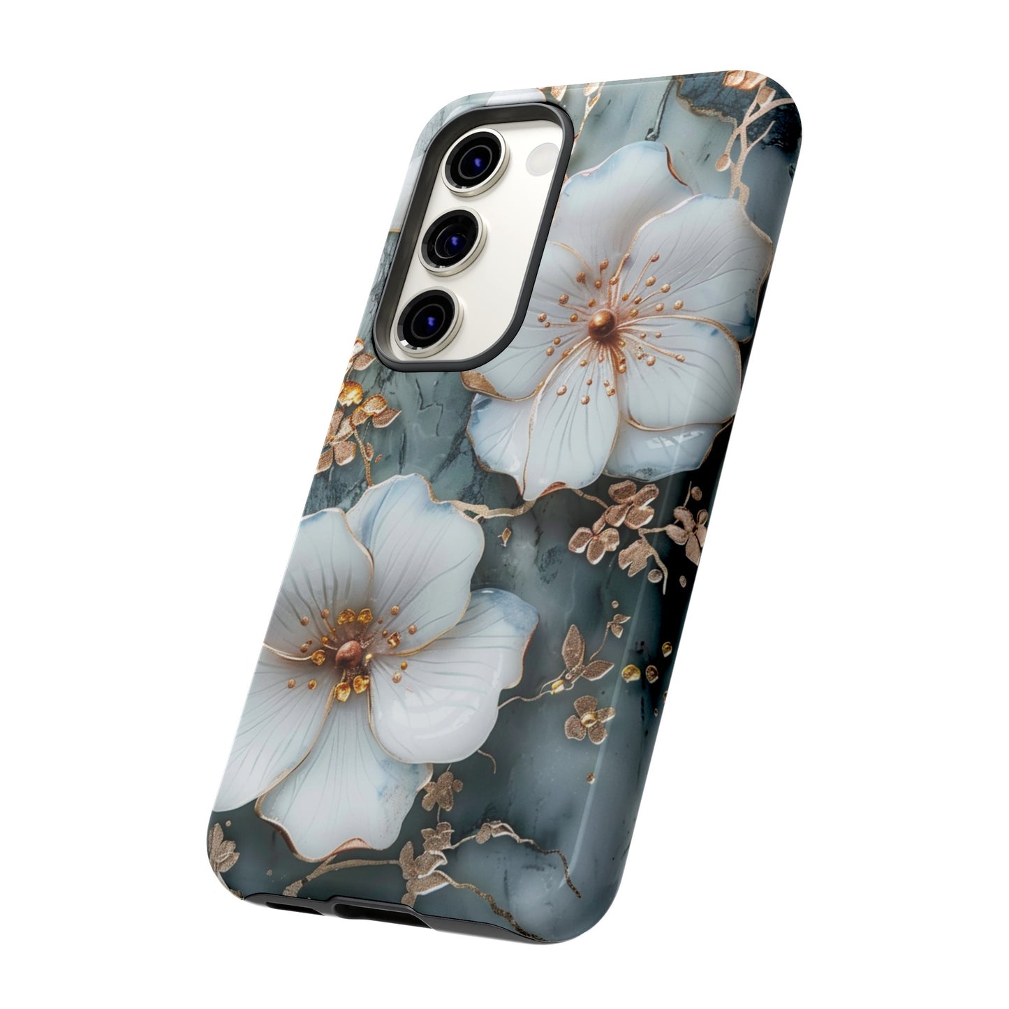 White Flower on Marble Stone  Phone Case