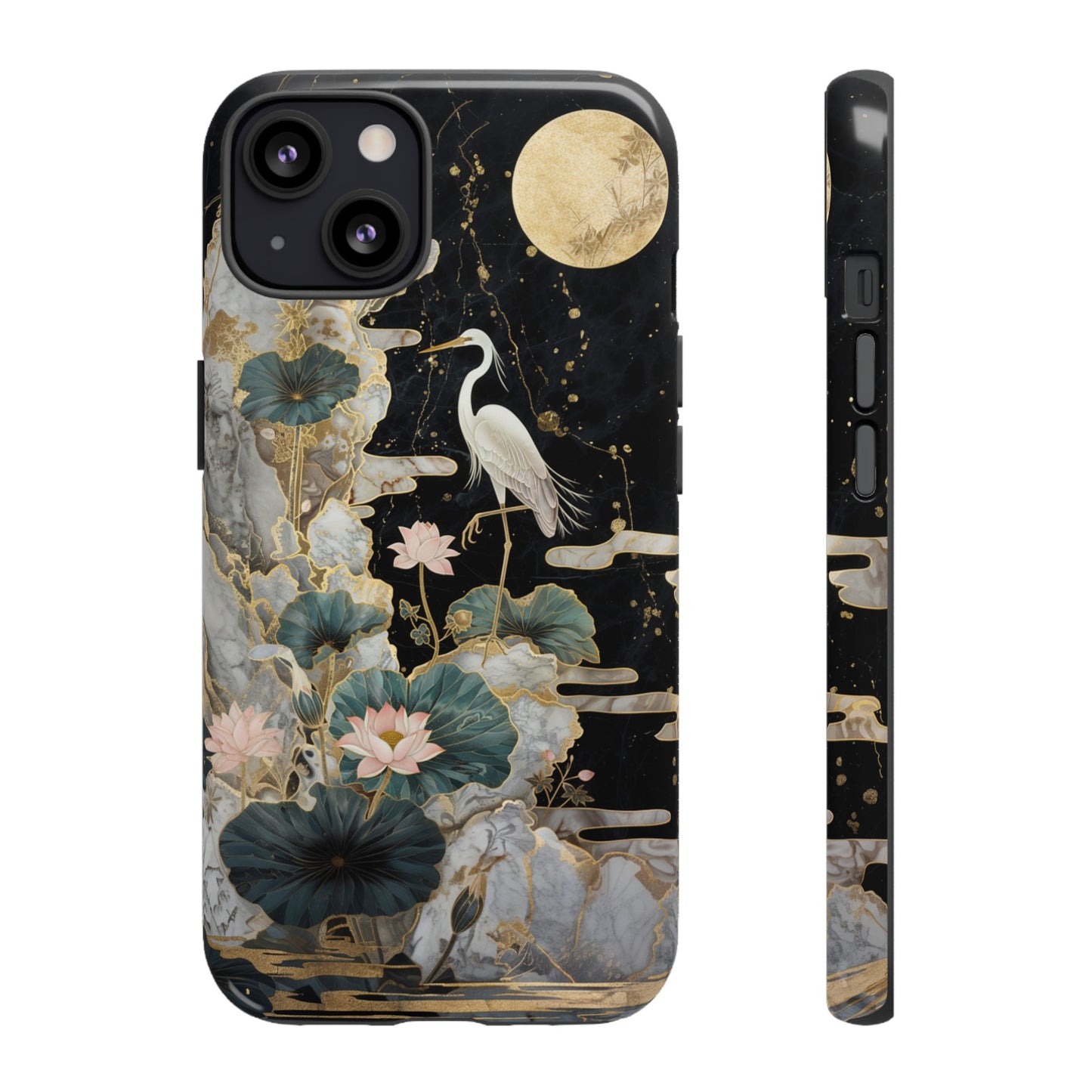 Heron and Moon Floral Zen Art Phone Case