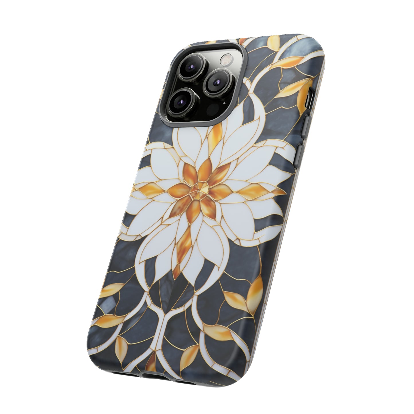 Art Deco Floral Gold & Blue Mosaic