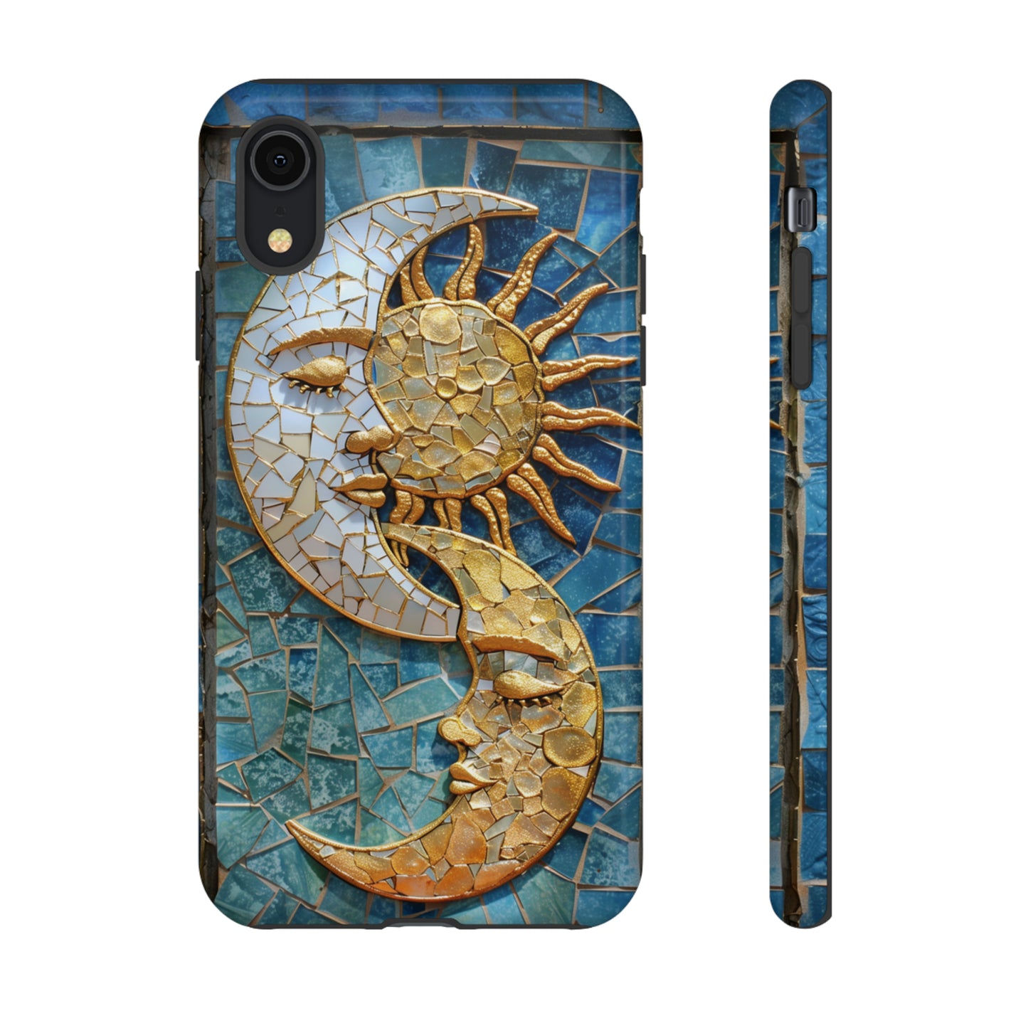 Boho Sun and Moon Mosaic Tile Stained Glass Phone Case