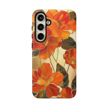 Orange Floral Phone Case Stained Glass Flower Aesthetic