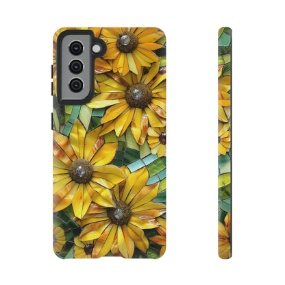 Yellow and Gold Daisy Mosaic Stained Glass Phone Case for iPhone 15, 14, Pro Max, 13, 12 & Samsung Galaxy S23, S22, S21, Google Pixel