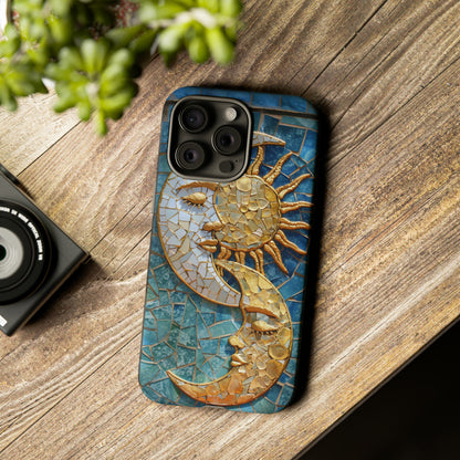 Boho Sun and Moon Mosaic Tile Stained Glass Phone Case