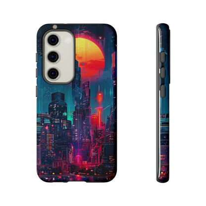 Cyberpunk Full Moon Cityscape Phone Case