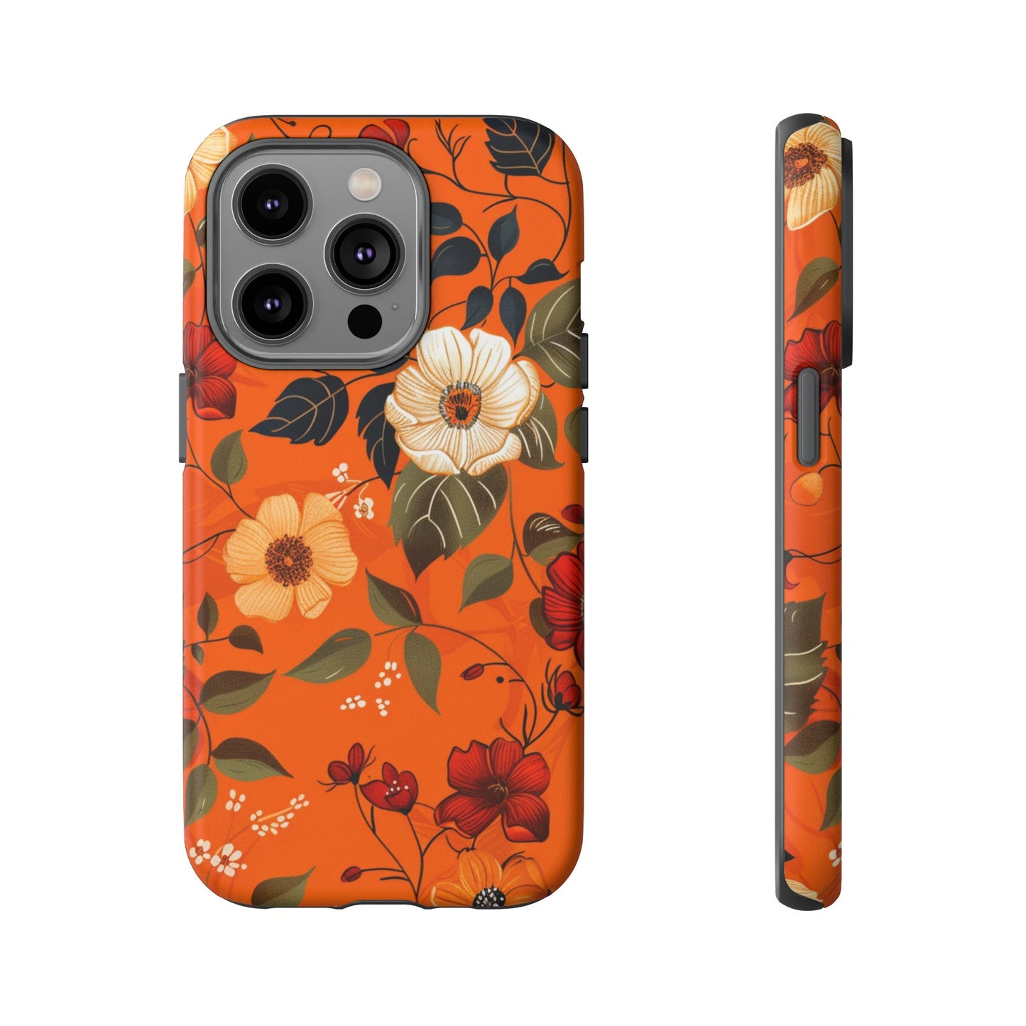 Orange Floral Phone Tough Case