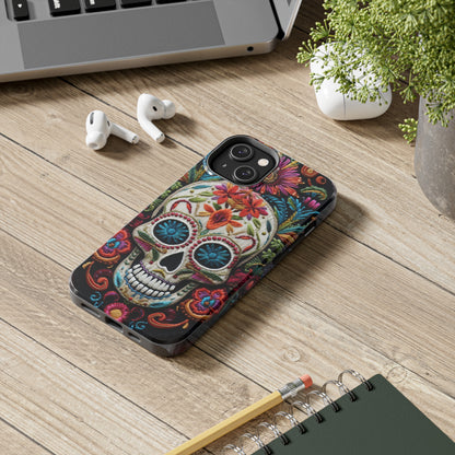 Embroidery Style Skulls Goth Dark Academia Tough Case iPhone Case