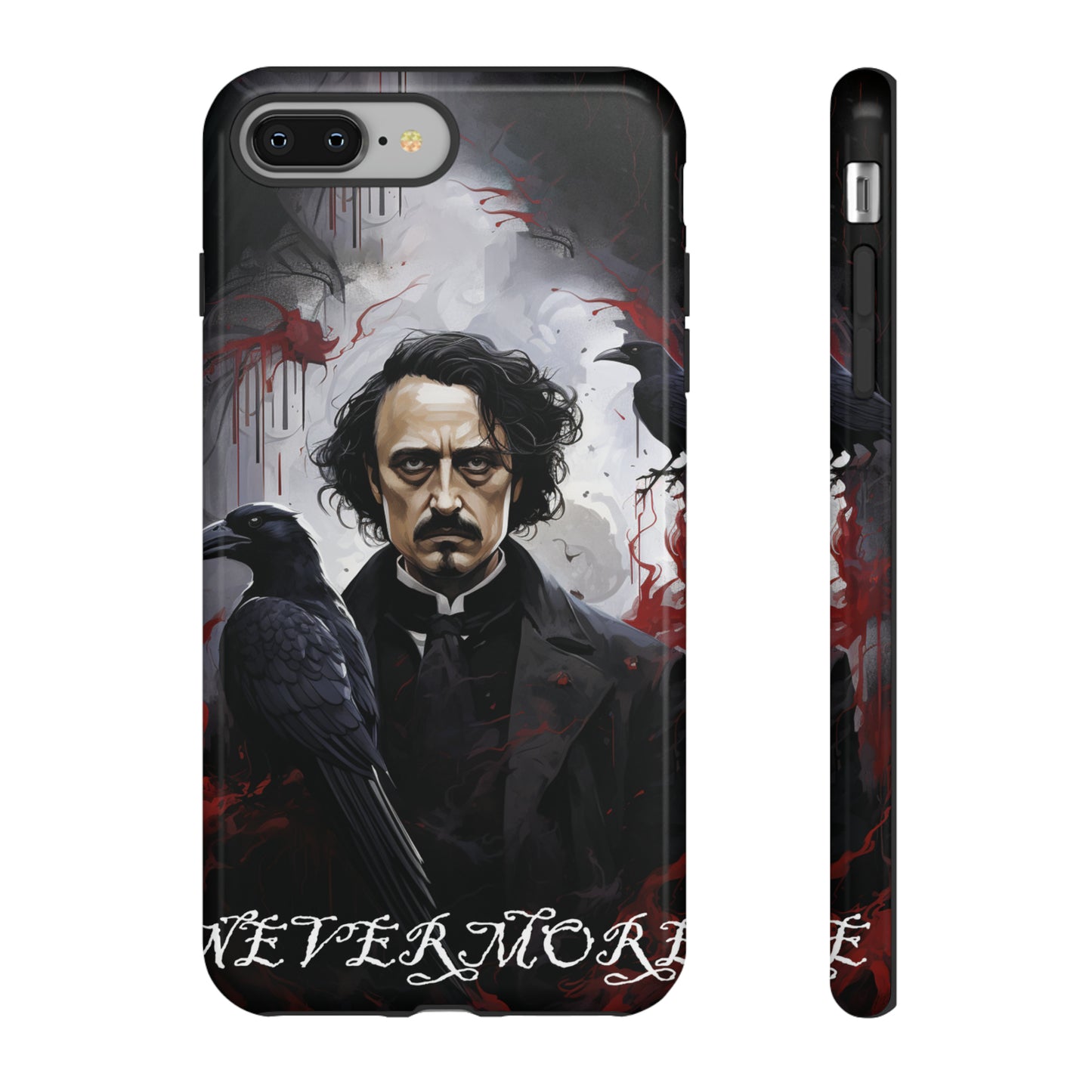 Nevermore Edgar Allen Poe, gothic Raven, Retro Samsung Galaxy Phone iPhone 15, 14 Plus 13 12 7 8 Se Horror Dark Academia Style goth Vibe