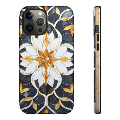 Art Deco Floral Gold & Blue Mosaic