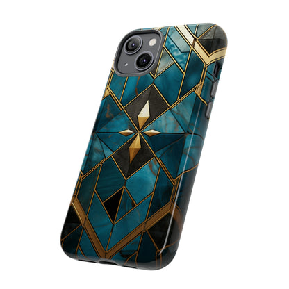 Gold and Blue Marble Mosaic Phone Case