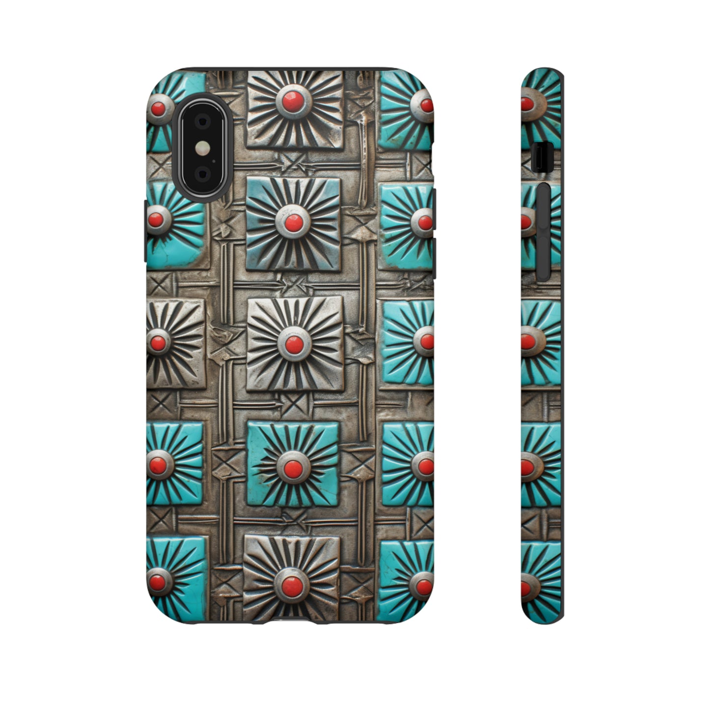 Vintage Navajo Native American Turquoise Concho Phone Case for iPhone 15, 14, 13, 12, 11 Pro Max, 14 Plus, iPhone XS Max, iPhone XR, iPhone 7, 8, 14, 15 Plus, SE