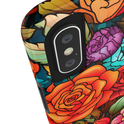 Stained Glass Tough iPhone Case | Trippy Psychedelic Flowers Floral Aesthetic Retro iPhone 14 Plus 13 12 7 8 Se Trendy Hippie Boho